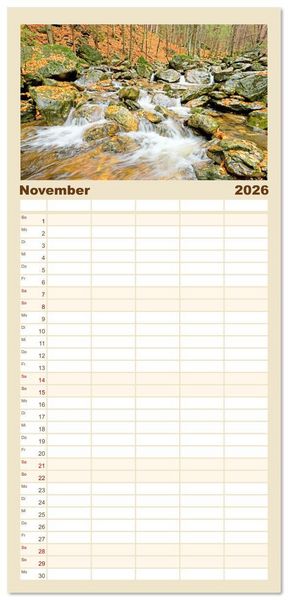 Produktbild: Familienplaner 2026 - Arber, Rachel und Lusen: Der Hintere Bayerische Wald mit 5 Spalten (Wandkalender, 21 x 45 cm) CALVENDO