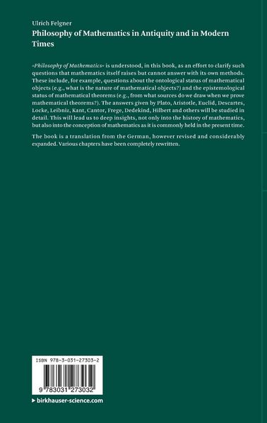 Produktbild: Philosophy of Mathematics in Antiquity and in Modern Times