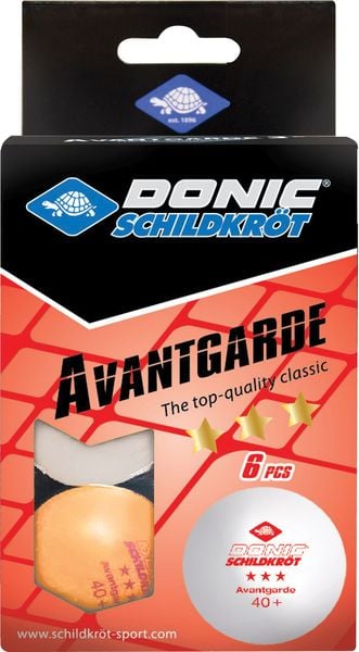 Donic-Schildkröt - Tischtennisball 3-Stern Avantgarde, Poly 40+ Qualität, 6 Stk. im Blister, 3x weiß