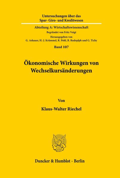 Produktbild: &Ouml;konomische Wirkungen von Wechselkurs&auml;nderungen.