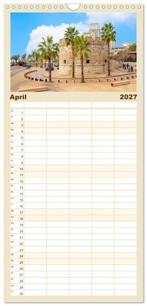 Produktbild: Familienplaner 2027 - Durr&euml;s und Kruja &ndash; Sch&auml;tze Albaniens mit 5 Spalten (Wandkalender, 21 x 45 cm) CALVENDO