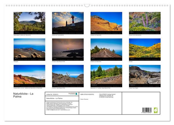 Produktbild: Naturblicke - La Palma (Wandkalender 2026 DIN A2 quer), CALVENDO Monatskalender