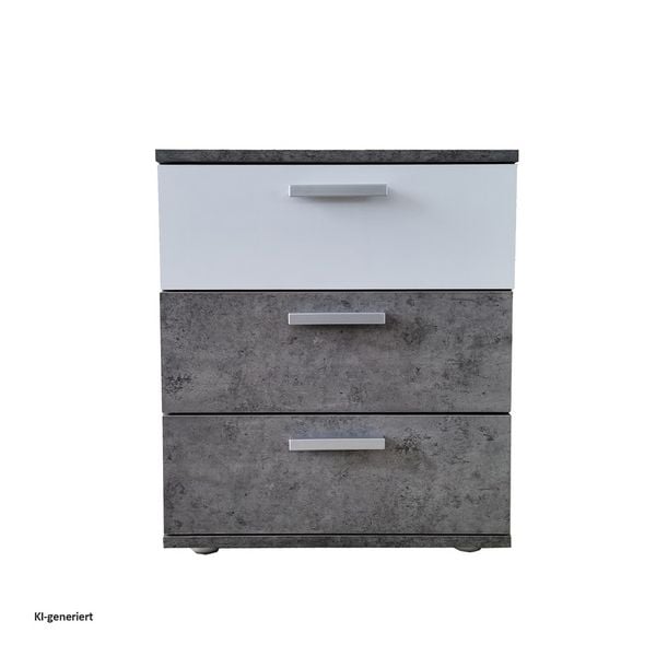 Produktbild: HTI-Living Nachtkommode 3 Schubladen Nina Beton Wei&szlig; Nachtkommode 3 Schubladen Nina Beton Wei&szlig;