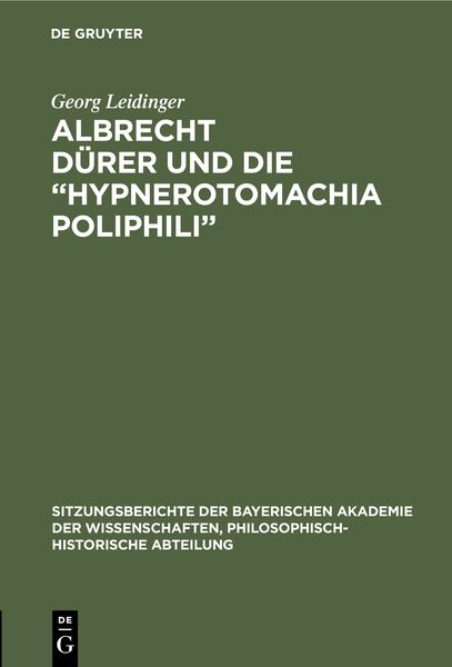 Produktbild: Albrecht D&uuml;rer und die &ldquo;Hypnerotomachia Poliphili&rdquo;
