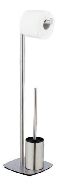 Produktbild: Stand WC-Garnitur Mod. Iria, Edelstahl matt, mit WC-Papierrollenhalter und WC-B&uuml;rste