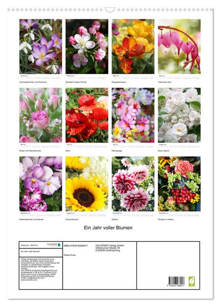 Produktbild: Ein Jahr voller Blumen (Wandkalender 2026 DIN A2 hoch), CALVENDO Monatskalender