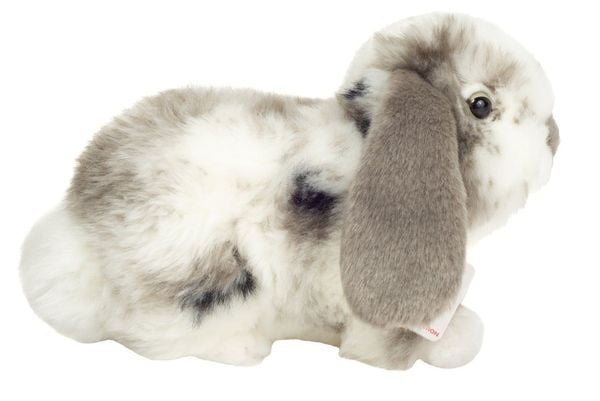 Produktbild: Teddy Hermann 937333 - Widderkaninchen sitzend grau-wei&szlig; gescheckt, Pl&uuml;schtier, 23 cm