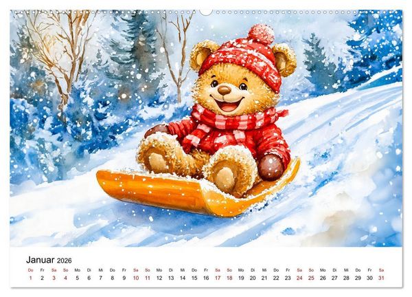 Produktbild: Teddy auf dem Bauernhof - Entdecke das Landleben mit Tieren und Feldern (Wandkalender 2026 DIN A2 quer), CALVENDO Monatskalender