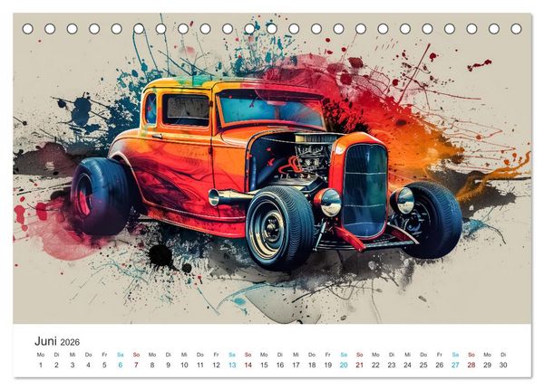 Produktbild: Hot Road - Oldtimer durch eine KI im neuen Gewand (Tischkalender 2026 DIN A5 quer), CALVENDO Monatskalender