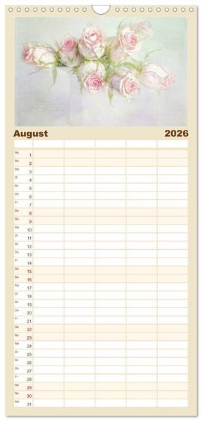 Produktbild: Familienplaner 2026 - Vintage Flowers mit 5 Spalten (Wandkalender, 21 x 45 cm) CALVENDO