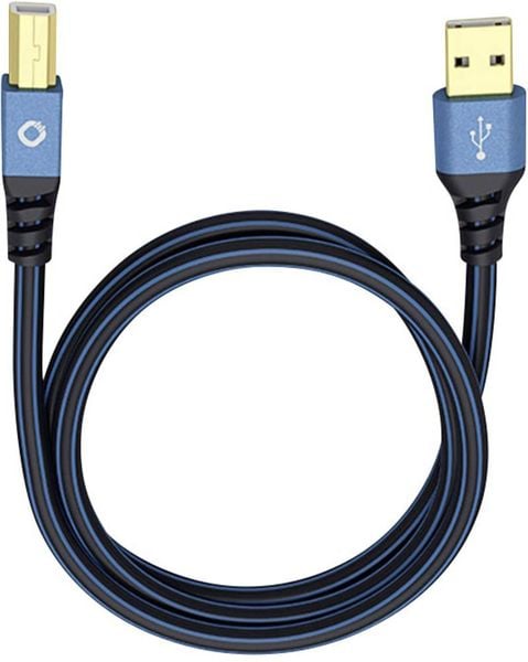 Oehlbach USB-Kabel USB 2.0 USB-A Stecker, USB-B Stecker 1.00 m Blau vergoldete Steckkontakte 9341