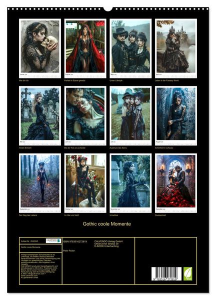 Produktbild: Gothic coole Momente (hochwertiger Premium Wandkalender 2026 DIN A2 hoch), Kunstdruck in Hochglanz