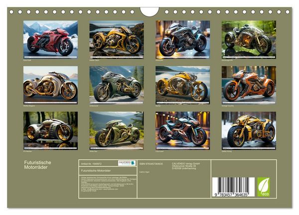 Produktbild: Futuristische Motorr&auml;der (Wandkalender 2026 DIN A4 quer), CALVENDO Monatskalender