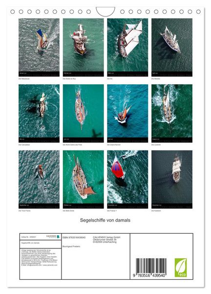 Produktbild: Segelschiffe von damals (Wandkalender 2026 DIN A4 hoch), CALVENDO Monatskalender