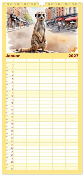 Produktbild: Familienplaner 2027 - Erdm&auml;nnchen in New York City mit 5 Spalten (Wandkalender, 21 x 45 cm) CALVENDO