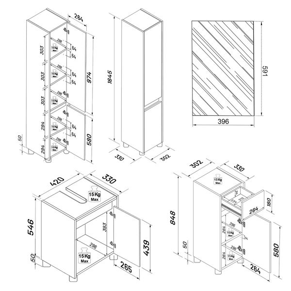 Produktbild: 4-tlg. Badm&ouml;bel Set Komplett Badschrank Cosila M