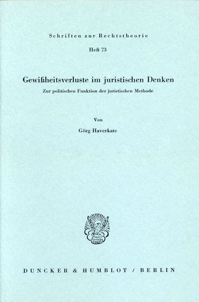 Produktbild: Gewi&szlig;heitsverluste im juristischen Denken.
