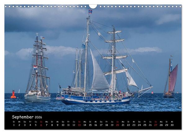 Produktbild: Windjammer vor Warnem&uuml;nde (Wandkalender 2026 DIN A3 quer), CALVENDO Monatskalender