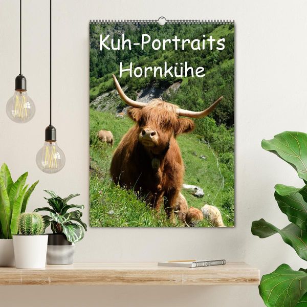Produktbild: Kuhportraits Hornk&uuml;he (Wandkalender 2026 DIN A2 hoch), CALVENDO Monatskalender