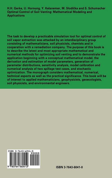 Produktbild: Optimal Control of Soil Venting: Mathematical Modeling and Applications