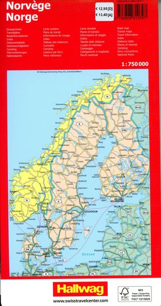 Produktbild: Hallwag Strassenkarte Norwegen 1:750.000