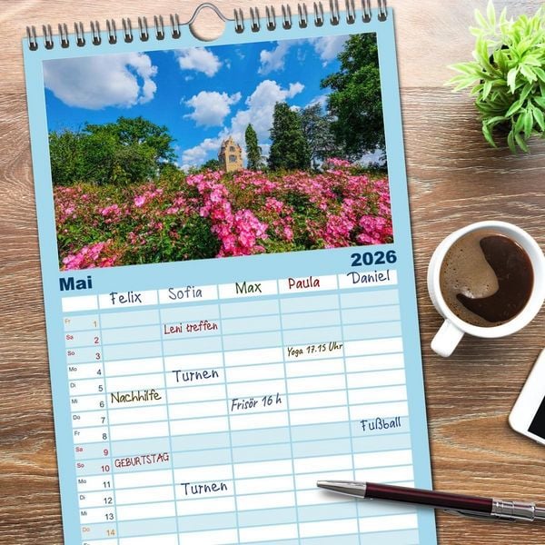 Produktbild: Familienplaner 2026 - Blickfang Darmstadt! mit 5 Spalten (Wandkalender, 21 x 45 cm) CALVENDO