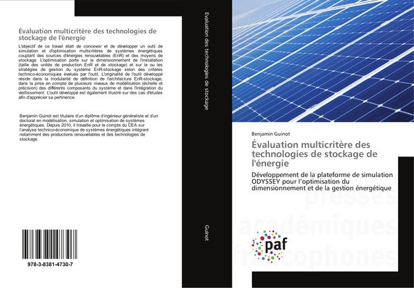Produktbild: &Eacute;valuation multicrit&egrave;re des technologies de stockage de l'&eacute;nergie