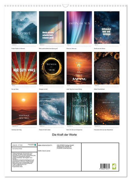 Produktbild: Die Kraft der Worte (Wandkalender 2026 DIN A2 hoch), CALVENDO Monatskalender