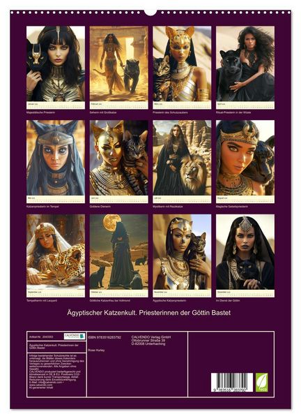 Produktbild: &Auml;gyptischer Katzenkult. Priesterinnen der G&ouml;ttin Bastet (hochwertiger Premium Wandkalender 2026 DIN A2 hoch), Kunstdruck in Hochglanz