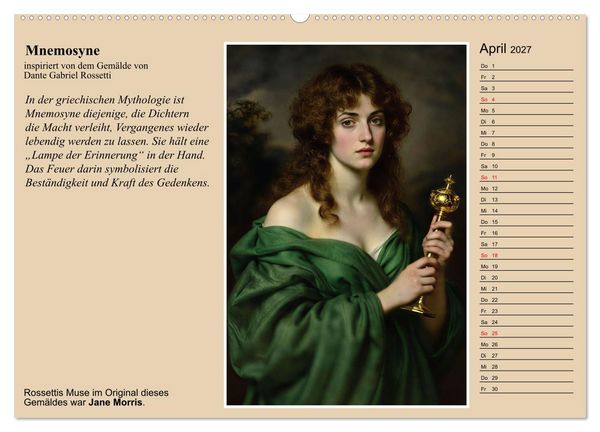 Produktbild: Rossettis Musen, neue Bilder zu symbolistischen Traumwelten (hochwertiger Premium Wandkalender 2027 DIN A2 quer), Kunstdruck in Hochglanz