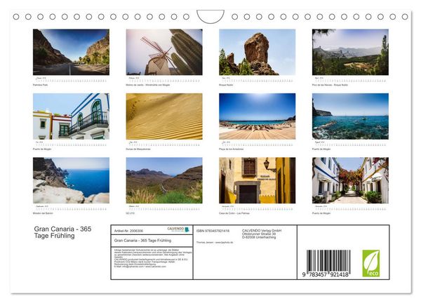 Produktbild: Gran Canaria - 365 Tage Fr&uuml;hling (Wandkalender 2026 DIN A4 quer), CALVENDO Monatskalender