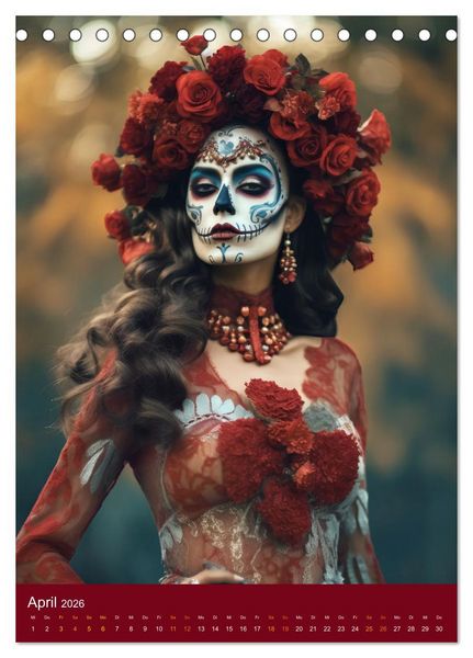 Produktbild: Dia de Muertos Kreative Portr&auml;ts in Festanlehnung (Tischkalender 2026 DIN A5 hoch), CALVENDO Monatskalender