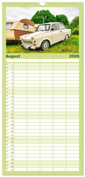 Produktbild: Familienplaner 2026 - Trabi-Kult mit 5 Spalten (Wandkalender, 21 x 45 cm) CALVENDO