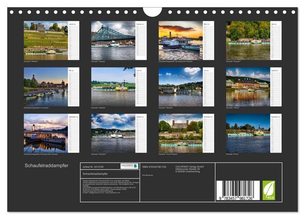 Produktbild: Schaufelraddampfer (Wandkalender 2026 DIN A4 quer), CALVENDO Monatskalender