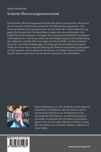 Produktbild: Kritische &Uuml;bersetzungswissenschaft