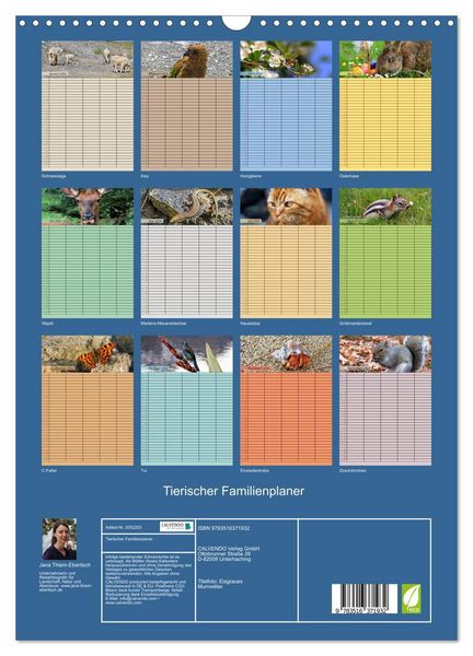 Produktbild: Tierischer Familienplaner (Wandkalender 2026 DIN A3 hoch), CALVENDO Monatskalender