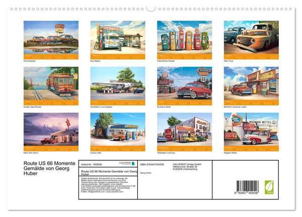 Produktbild: Route US 66 Momente Gem&auml;lde von Georg Huber (hochwertiger Premium Wandkalender 2026 DIN A2 quer), Kunstdruck in Hochglanz