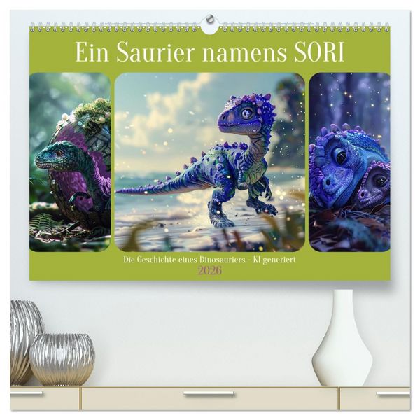 Ein Saurier namens Sori (hochwertiger Premium Wandkalender 2026 DIN A2 quer), Kunstdruck in Hochglanz