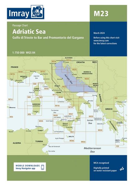 Produktbild: M23 Adriatic Sea, Imray Passage Chart