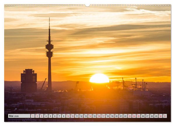 Produktbild: M&uuml;nchen - Lichter der Gro&szlig;stadt (hochwertiger Premium Wandkalender 2026 DIN A2 quer), Kunstdruck in Hochglanz