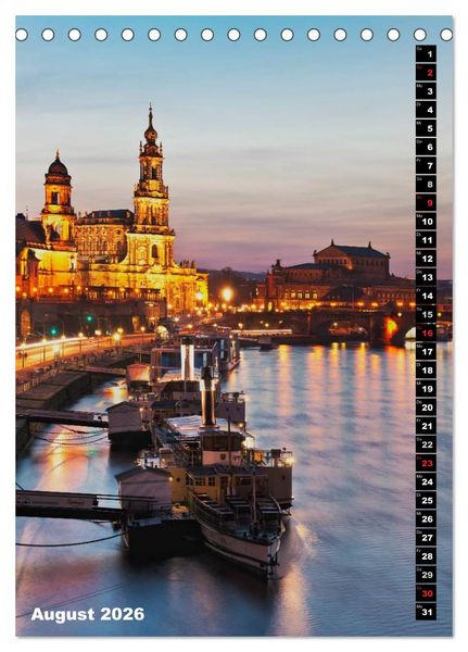 Produktbild: Dresden bei Nacht (Tischkalender 2026 DIN A5 hoch), CALVENDO Monatskalender