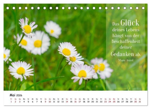 Produktbild: Lebensweisheiten, motivierende Spr&uuml;che und kluge Zitate mit Bildern der Natur (Tischkalender 2026 DIN A5 quer), CALVENDO Monatskalender