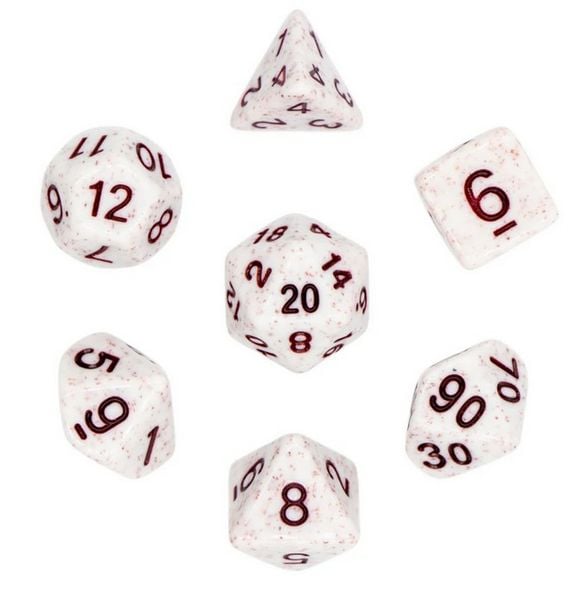 Pegasus DIC17858 - Würfelset Mehrfarbig: Granite White/ Red (7)