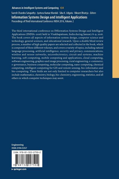 Produktbild: Information Systems Design and Intelligent Applications