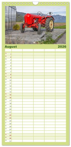 Produktbild: Familienplaner 2026 - Traktoren &ndash; Nostalgie auf dem Bauernhof mit 5 Spalten (Wandkalender, 21 x 45 cm) CALVENDO
