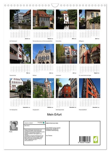 Produktbild: Mein Erfurt (Wandkalender 2026 DIN A3 hoch), CALVENDO Monatskalender