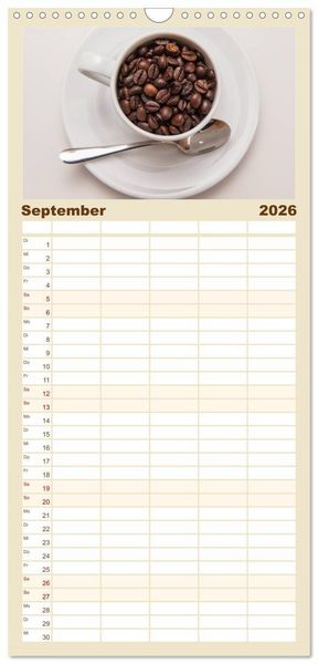 Produktbild: Familienplaner 2026 - Brot & Kaffee Impressionen 2026 mit 5 Spalten (Wandkalender, 21 x 45 cm) CALVENDO