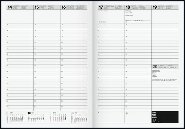 Produktbild: BRUNNEN 1072440907 Buchkalender Premium TimeCenter Mod. 724 2027 A4, Kunststoff, schwarz