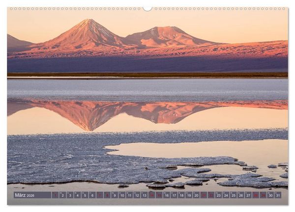 Produktbild: Atacama: Karge W&uuml;ste, m&auml;chtige Vulkane und farbenpr&auml;chtige Lagunen (hochwertiger Premium Wandkalender 2026 DIN A2 quer), Kunstdruck in Hochglanz