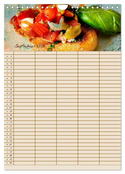 Produktbild: Italienische K&uuml;che mit Familienplaner (Wandkalender 2026 DIN A4 hoch), CALVENDO Monatskalender